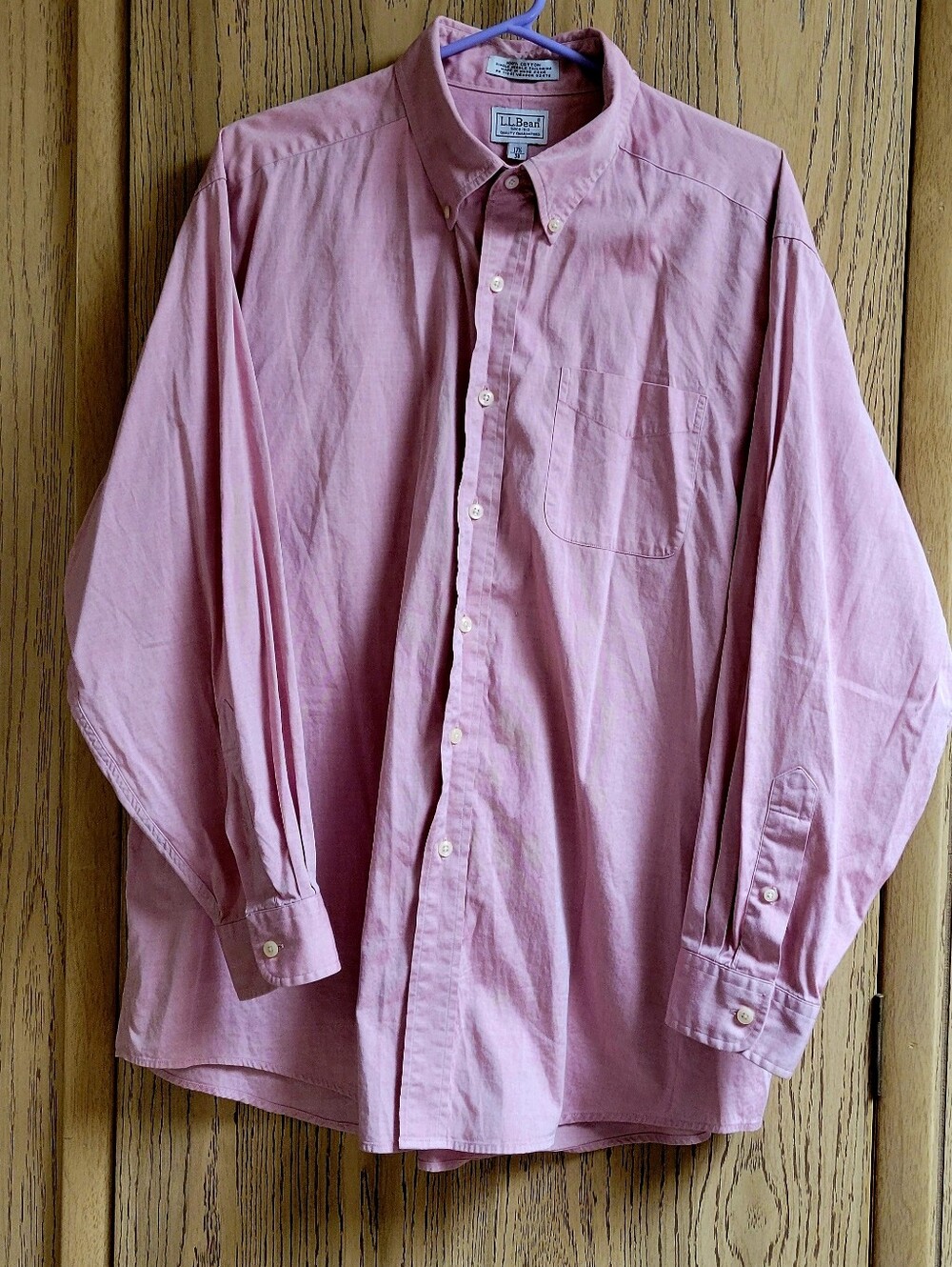 VTG 90s LL BEAN Button Down Shirt Single Needle Tailoring Pink 17½/34 XL Preppy